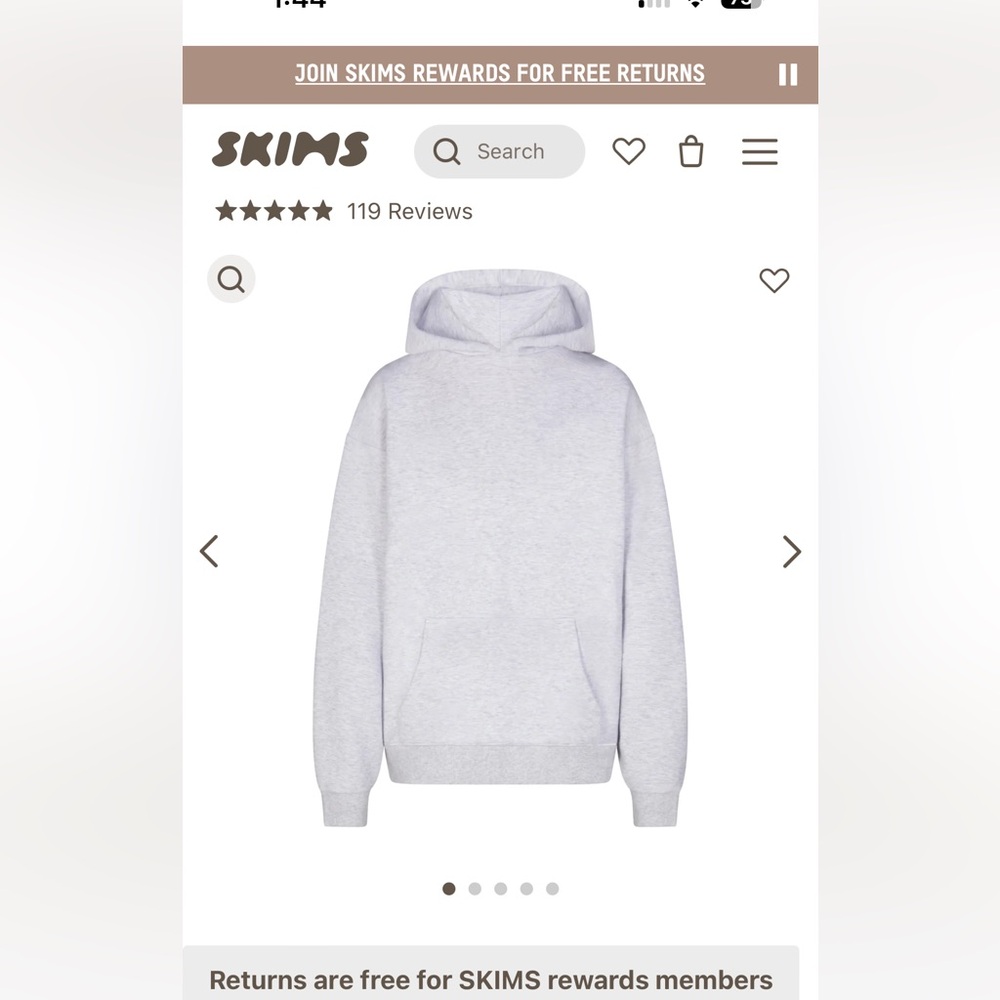 Skims NWT oversized light Heather hoodie M